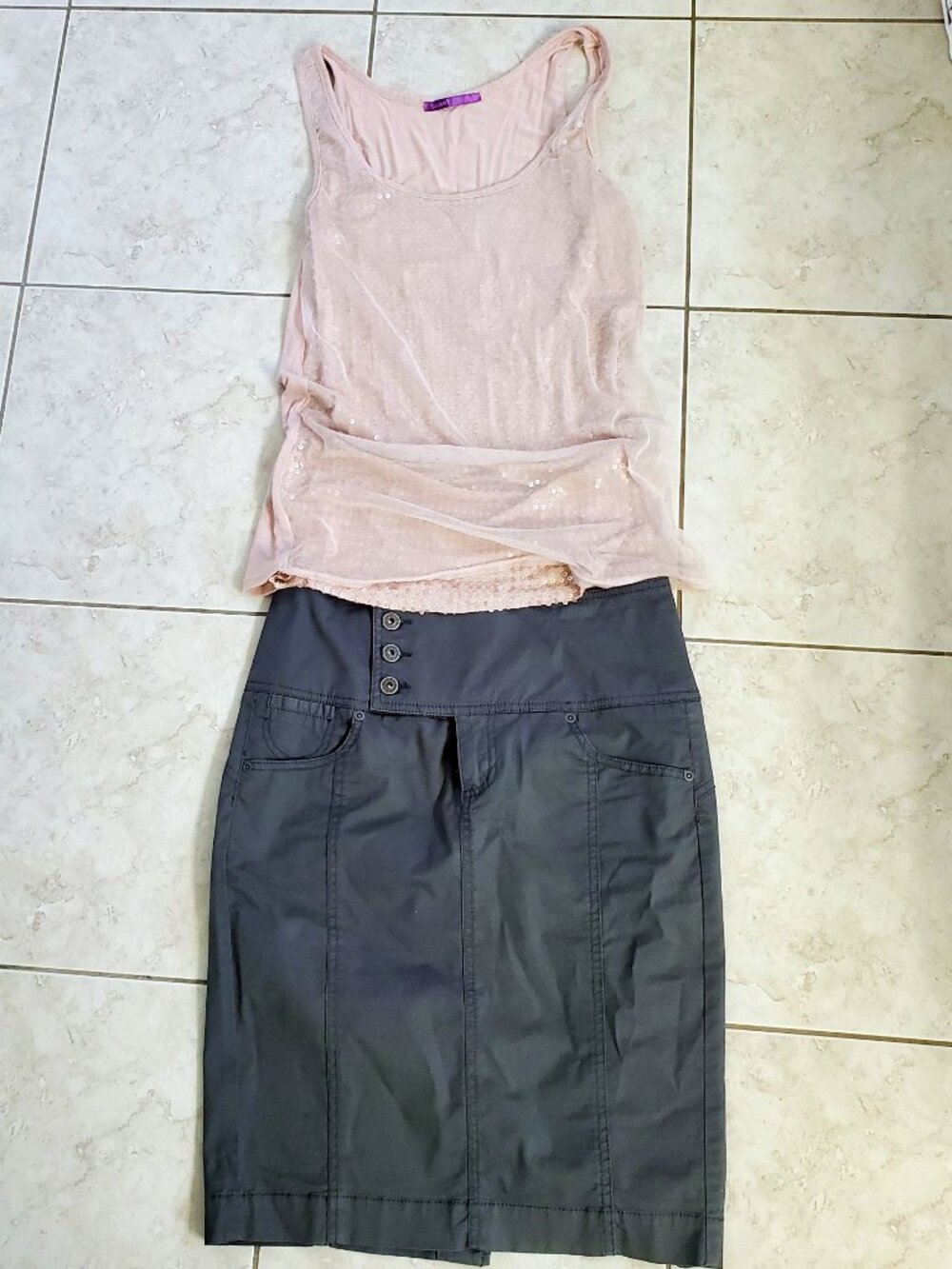 Smart Set Skirt & Pink Tank Top Set – Size 7 Skirt / Medium Top
